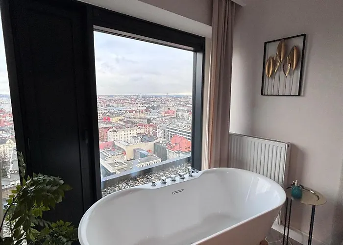Apartament Sky Tower L 18 Piętro L Wanna Z Widokiem Na